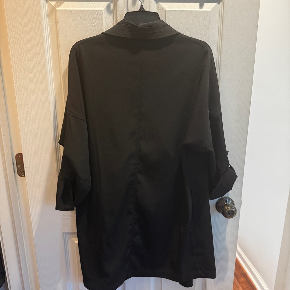 Max Studio Black Open Front Long Jacket - Picture 2 of 6